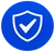 “Blue circular icon with a white shield and checkmark symbol representing trust and reliability.”